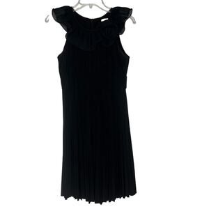 Max and Cleo Women's Pleated Sleeveless Black Dress with Ruffle Accent Size 2